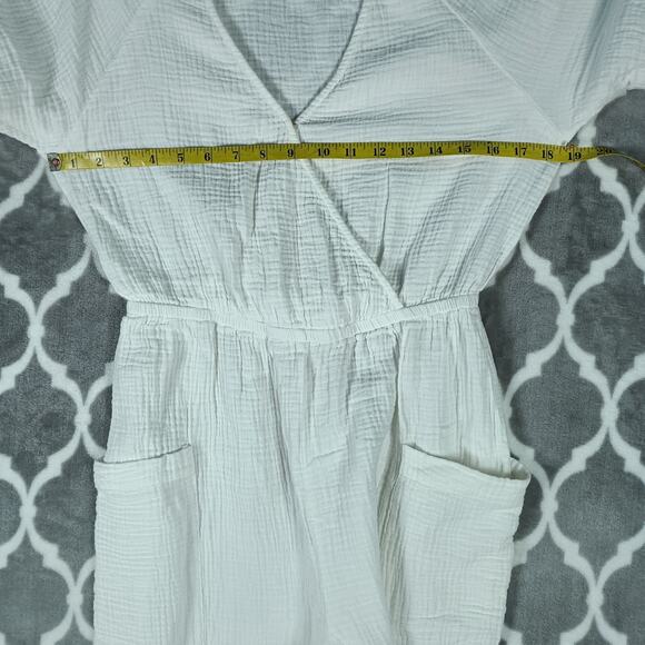 L Space Jumpsuit Womens Medium Gauze Puff Sleeve Pockets Boho Romper - Picture 4 of 14